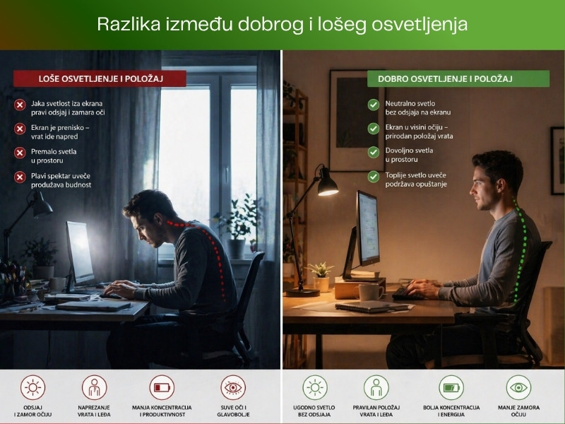 Razlika između dobrog i lošeg osvetljenja Infografik